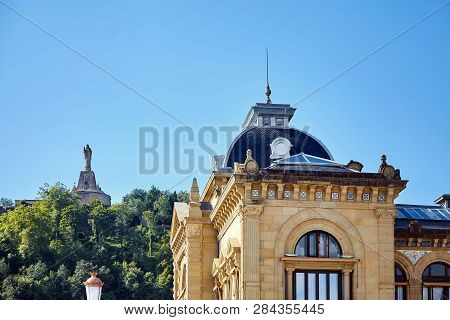 San Sebastian (donostia), Basque Country, Spain: Fragment Of The Facade Of The City Hall Building.in