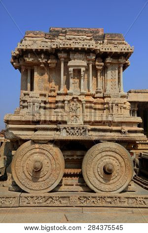 The famous Vijaya Vittala Temple and its chariot of Hampi