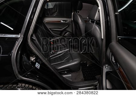 Novosibirsk, Russia - February 15, 2019:  Audi Q5,close-up Of The Rear Seats. Photography Of A Moder