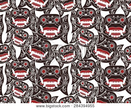 Head Of Hanuman, The Monkey Warrior Semless Pattern Background.
