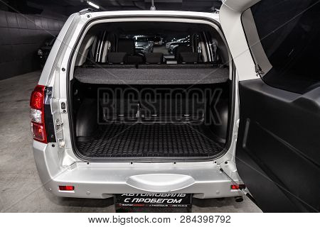 Novosibirsk, Russia - February 15, 2019: Suzuki Grand Vitara,close-up Of The Luggage Boot, Front Vie