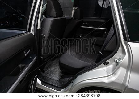 Novosibirsk, Russia - February 15, 2019: Suzuki Grand Vitara,close-up Of The Rear Seats. Photography