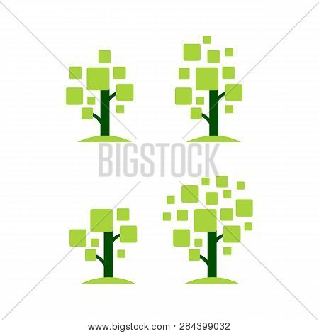 Tech Tree Logo Concept. Vector Tree Logo Concept Illustration.
 Green Network Logo Sign. Computer Te