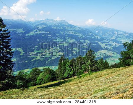 View Of The River Sezz Valley (seeztal) From The Gonzen Mountain - Canton Of St. Gallen, Switzerland