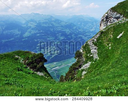 View From The Gonzen Peak In The Appenzell Alps Mountain Range - Canton Of St. Gallen, Switzerland
