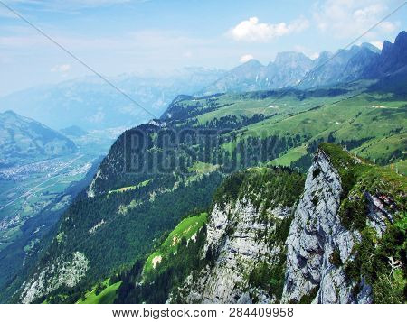 View From The Gonzen Peak In The Appenzell Alps Mountain Range - Canton Of St. Gallen, Switzerland