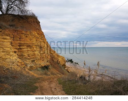 Rockslide. Mountain Landslide In An Environmentally Hazardous Area. Large Cracks In Earth, Descent O