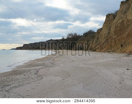 Rockslide. Mountain Landslide In An Environmentally Hazardous Area. Large Cracks In Earth, Descent O