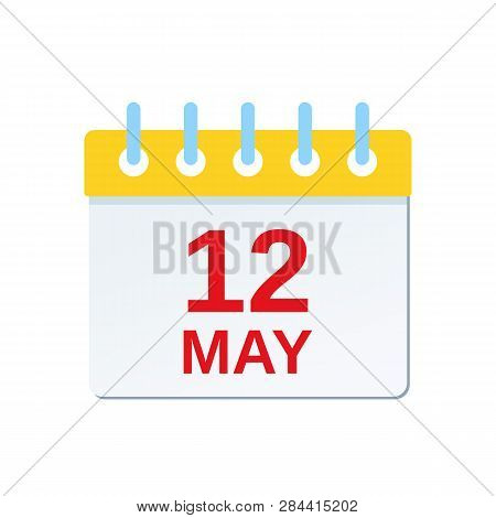 12 May Calendar Icon. Mothers Day. Vector Illustration.