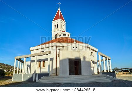 A Modern Church With A Bell Tower In The City Of Seget Vranjica In Croatia