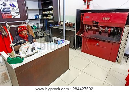 Inside Interior Of A  Dry Cleaners In A Mall