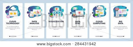Web Site Onboarding Screens. New Technologies, Cloud Storage, Big Data Analysis, Cloud Computing. Me