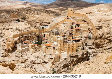Holy Lavra Of Saint Sabbas, Mar Saba, Eastern Orthodox Christian Monastery Overlooking The Kidron Va