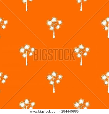 Palm Chamaerops Pattern Repeat Seamless In Orange Color For Any Design. Geometric Illustration