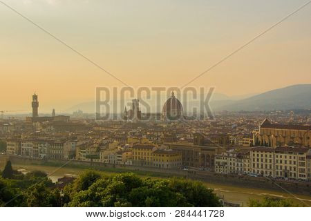 View Of The Cathedral Of Santa Maria Del Fiore (duomo), Basilica Of Santa Croce, And Arnolfo Tower O