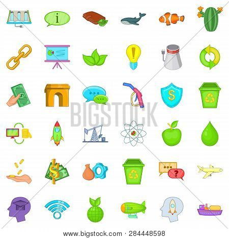 Ecology Care Icons Set. Cartoon Style Of 36 Ecology Care Icons For Web Isolated On White Background