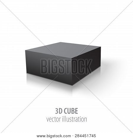 3d Black Cube Isolated On White Background.