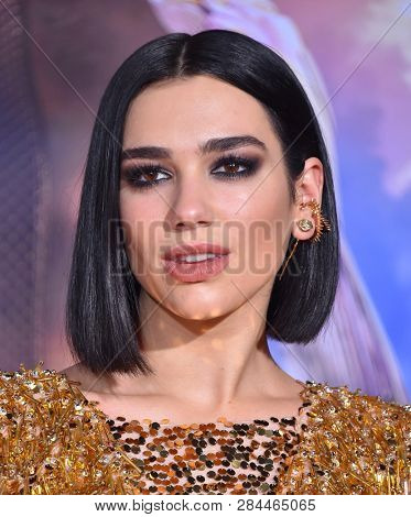 LOS ANGELES - FEB 05:  Dua Lipa arrives for the 'Alita: Battle Angel' Premiere on February 05, 2019 in Westwood, CA                