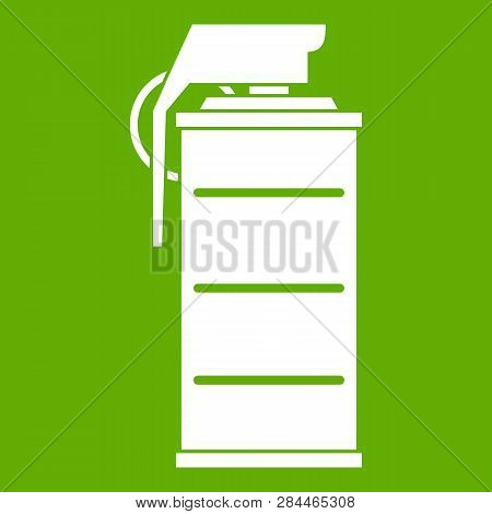 Stun Grenade Icon White Isolated On Green Background. Illustration