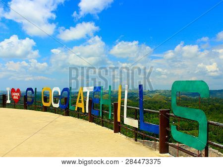 Carmen, Bohol, Philippines - September 30, 2018: Viewpoint On Amazing Chocolate Hills During The Rai