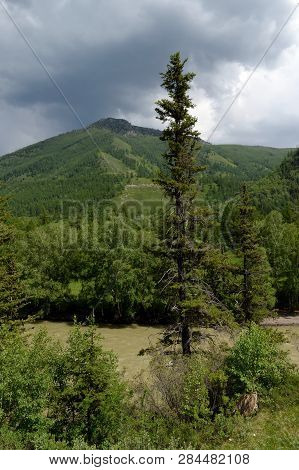 Mountain Landscape By The River Chuya, Altai Republic, Siberia, Russia