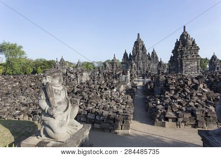 Yogyakarta, Indonesia - August 04, 2017: Tourists Visiting Prambanan Temple In Yogyakarta