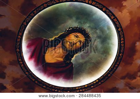 January 27, 2019 - Egypt, Sharm El-sheikh. Christian Coptic Church. Interior. Jesus Christ Portrait