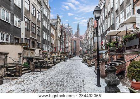 Famous Mariacka Street, A Landmark Of The Old Town Of Gdansk, Poland
