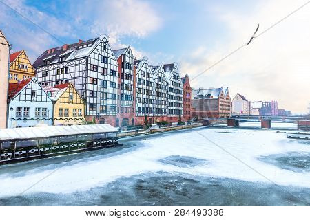 Granery Island In Gdansk, Winter View From The Motlawa River, Poland