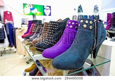 Interior Of A Fashion Shoe Retail Store