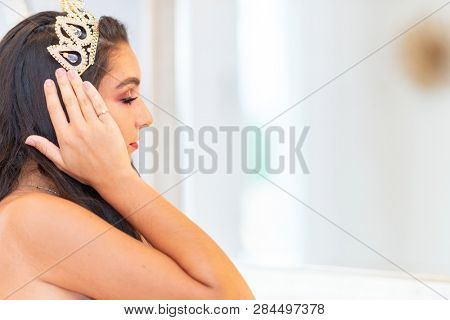 Teenage girl who is competing at a beauty pageant