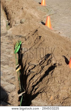 Internet And Cable Coax Cables Replaced By Glass Fiber To Speed Up Connection In Gouda The Netherlan