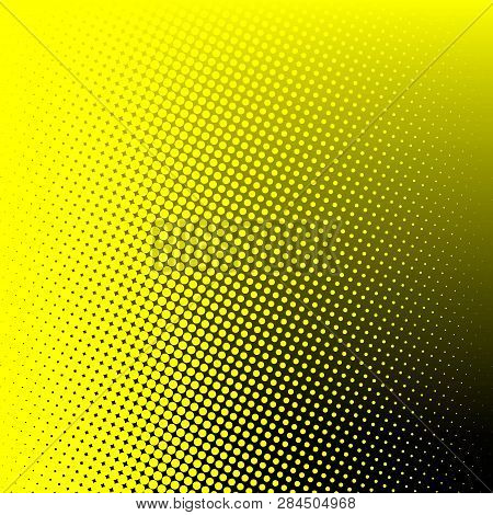Gradient Halftone Dots Background. Yellow-black Pop Art Pattern, Texture. Neon Background. Vector Il