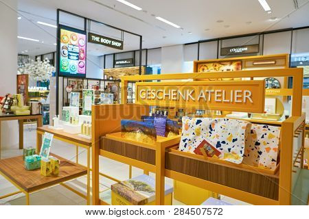 DUSSELDORF, GERMANY - CIRCA SEPTEMBER, 2018: interior shot of Galeria Kaufhof in Dusseldorf.