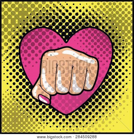Hand Human Expressing Power Fist Pop Art Vector Illustration Design