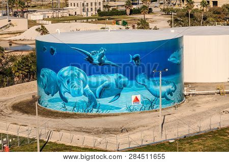 Tampa, Florida - February 27, 2016: Petroleum Refineries Are Very Large Industrial Complexes That In