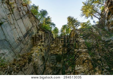 Hope, Canada - July 14, 2018: Scaur At Othello Tunnels In The Coquihalla Canyon In British Columbia.