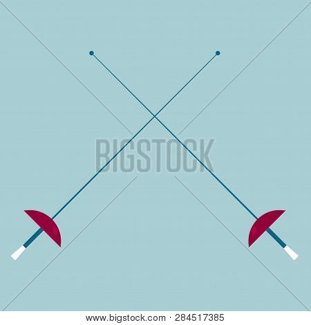 Fencing Sport Design, Drawn Cross Two Swords.