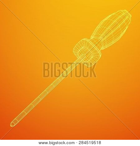 Crosshead Screwdriver. Handyman Tool For Home Repair. Maintenance Themed Abstract Model Wireframe Lo