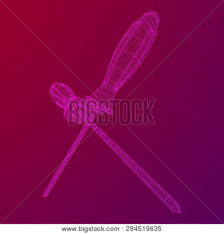 Crosshead Screwdriver. Handyman Tool For Home Repair. Maintenance Themed Abstract Model Wireframe Lo