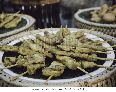 Traditional Thai Chicken Satay On A Stick