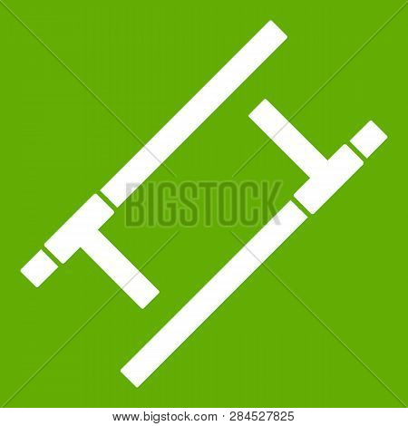 Tonfa Icon White Isolated On Green Background. Illustration