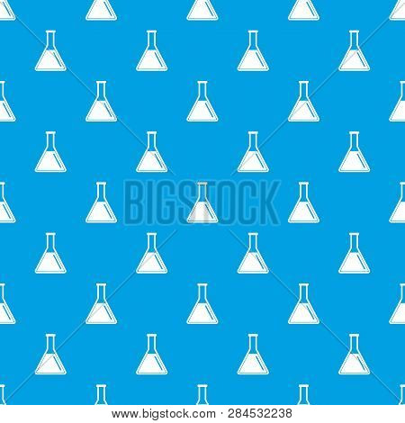 Test Tube With Oil Pattern Repeat Seamless In Blue Color For Any Design. Geometric Illustration