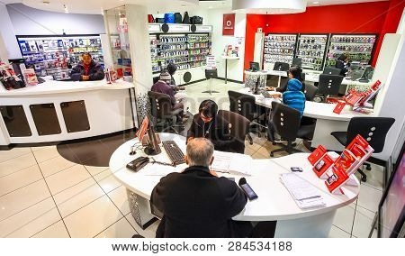 Inside Interior Of A Mobile Cell Phone Store In A Mall