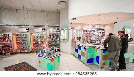 Inside Interior Of A Mobile Cell Phone Store In A Mall