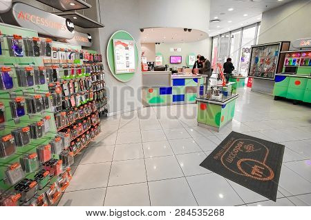 Inside Interior Of A Mobile Cell Phone Store In A Mall