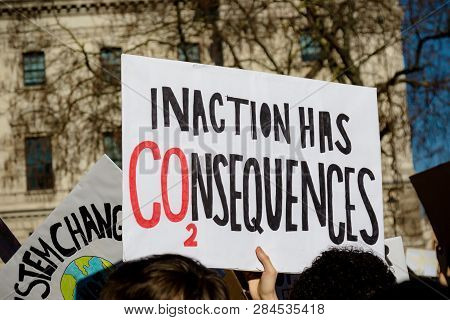 London, Uk, United Kingdom 15th February 2019:- Striking School Aged Children In Central London Over