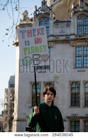 London, Uk, United Kingdom 15th February 2019:- Striking School Aged Children In Central London Over