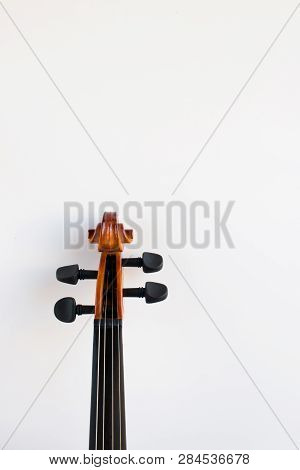 Violin with bow in white background or fiddle in white background