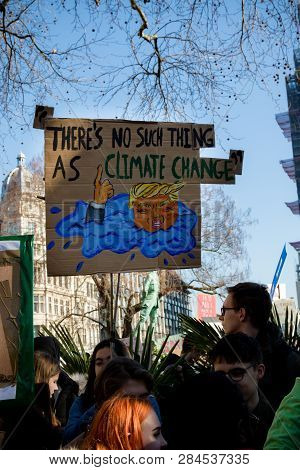 London, Uk, United Kingdom 15th February 2019:- Striking School Aged Children In Central London Over